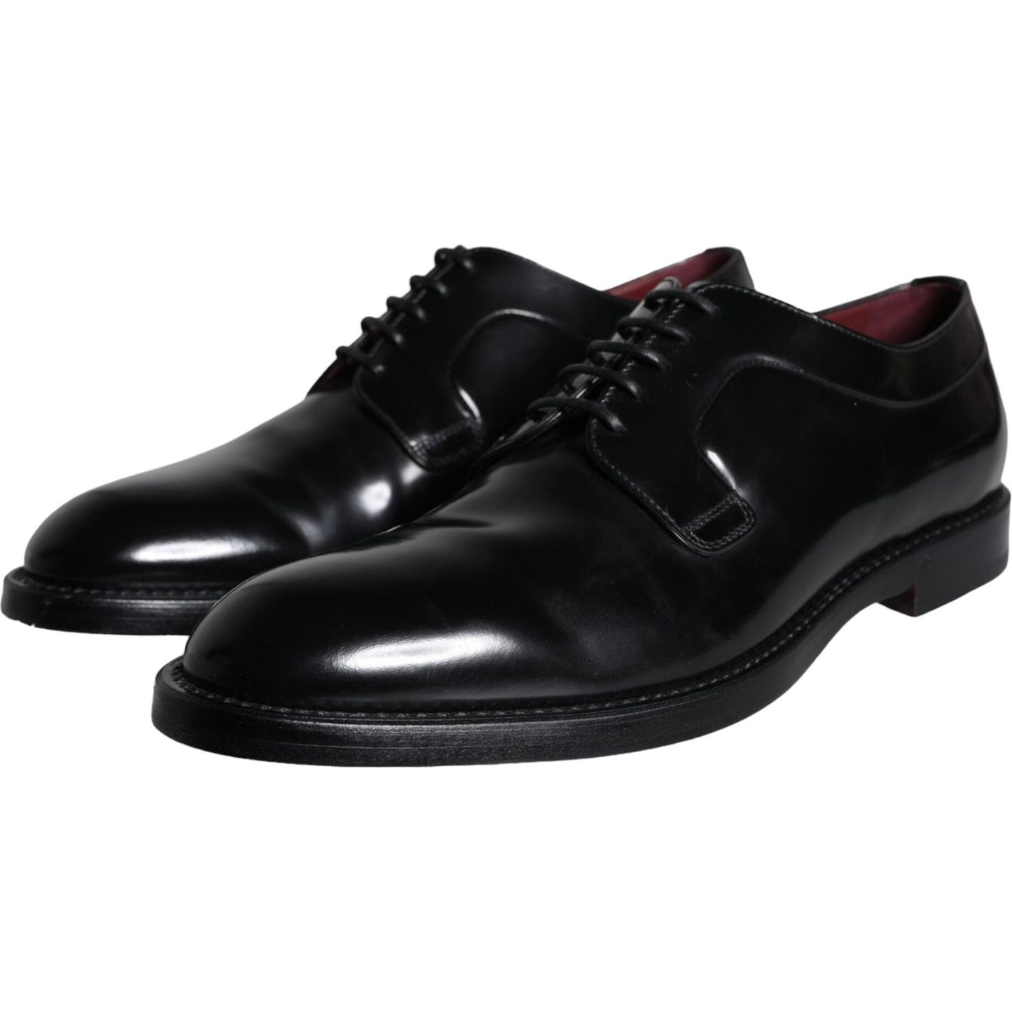 Dolce & Gabbana Black Calfskin Leather Derby Men Dress Shoes Dolce & Gabbana Black
