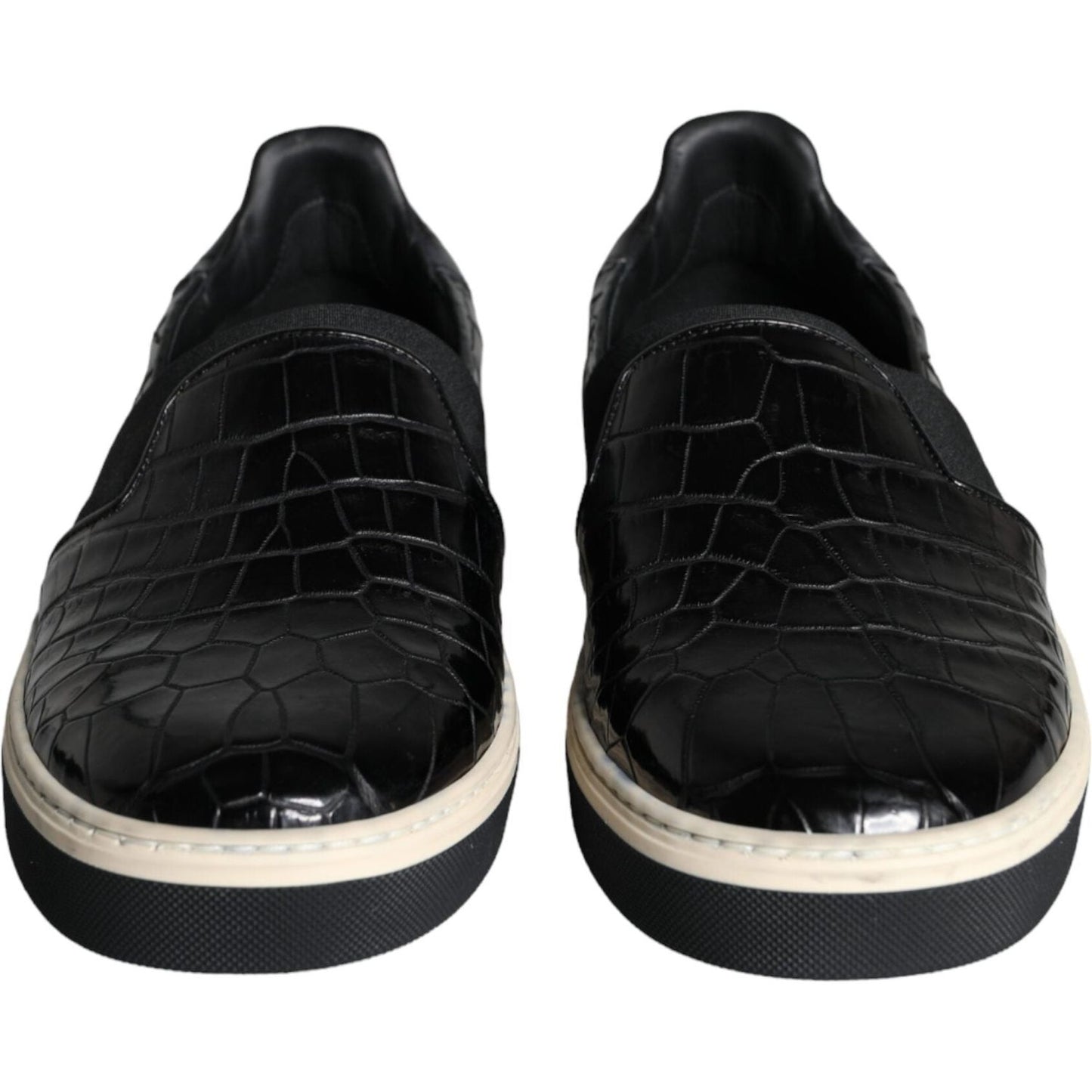 Dolce & Gabbana Black Leather Loafers Slippers Casual Shoes Dolce & Gabbana Black