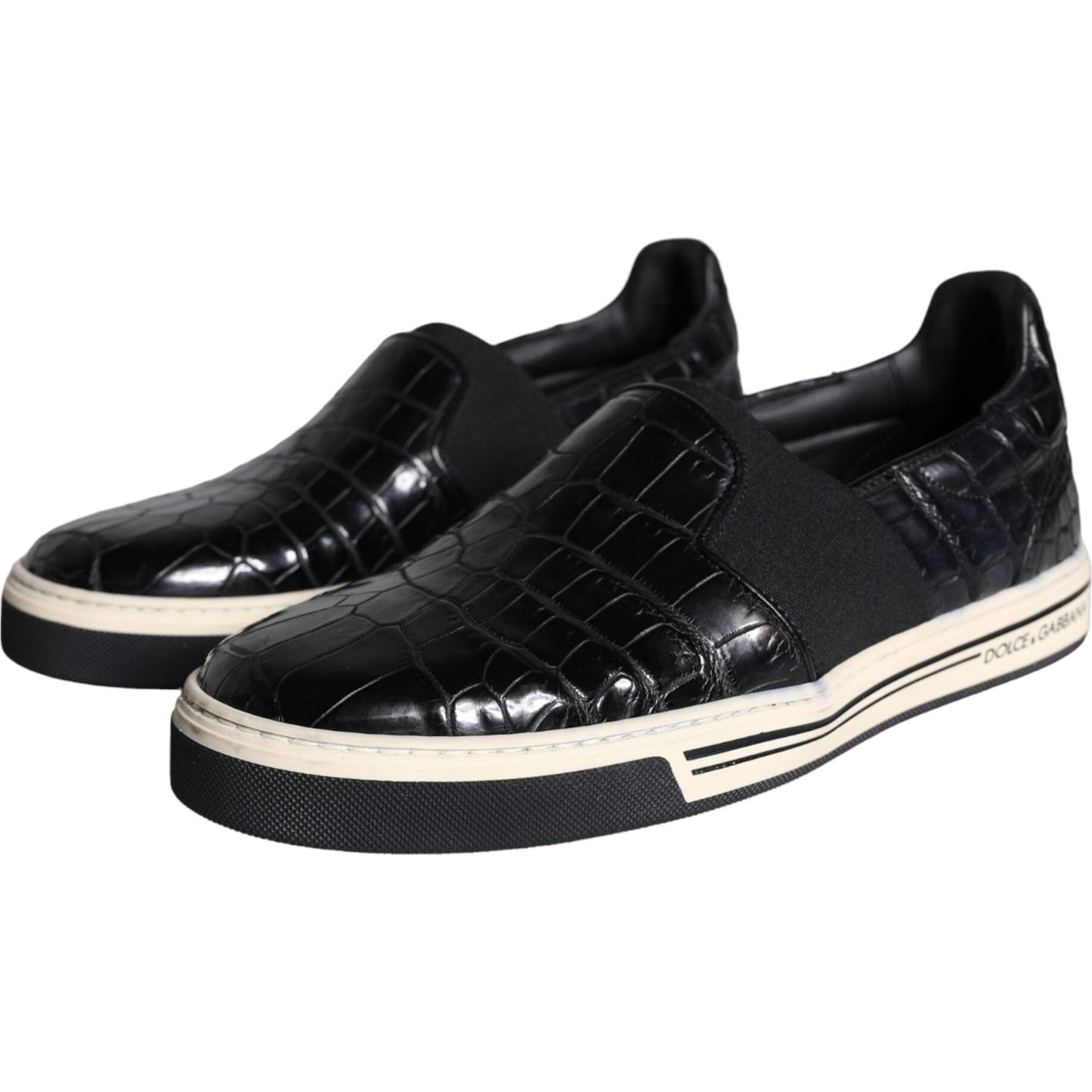 Dolce & Gabbana Black Leather Loafers Slippers Casual Shoes Dolce & Gabbana Black