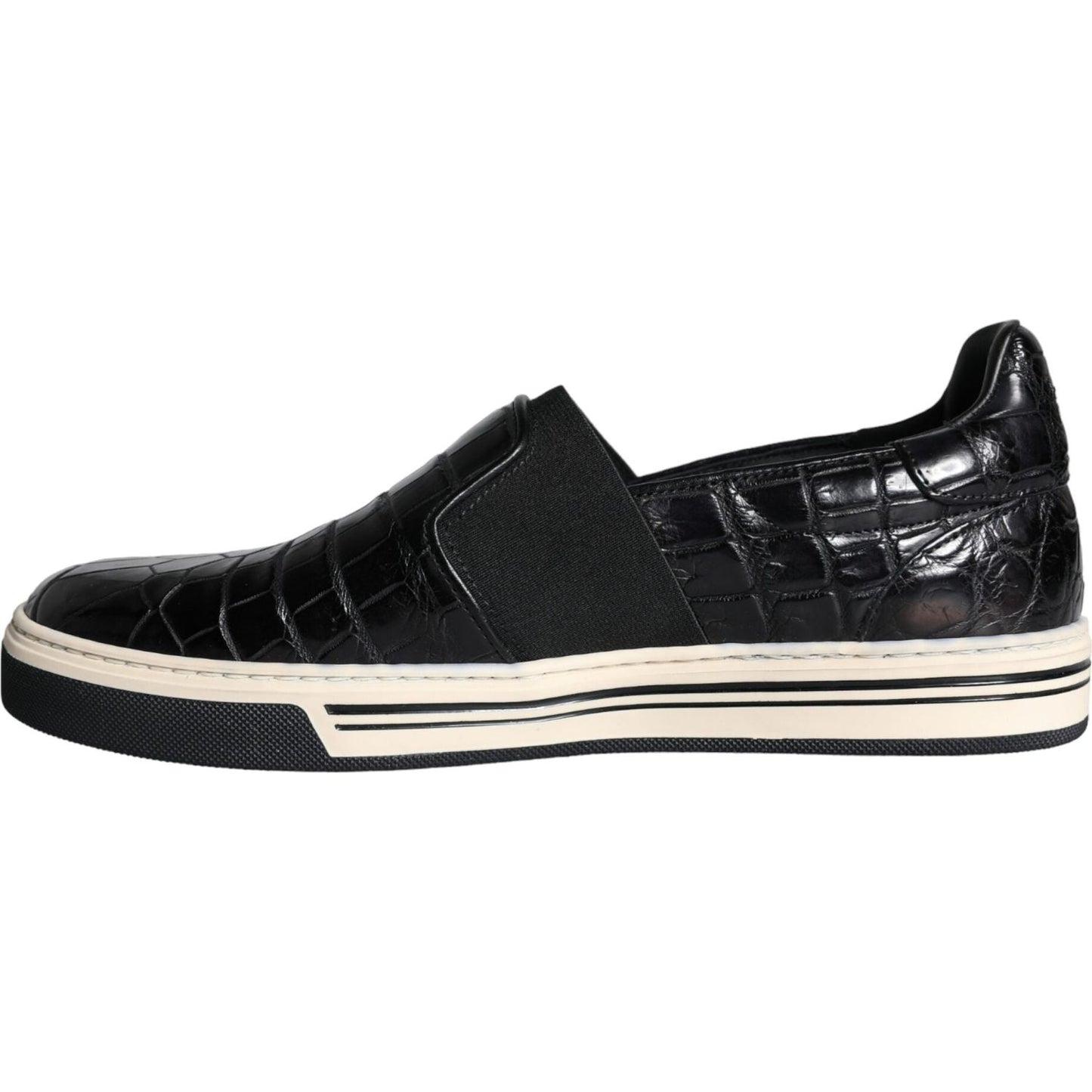 Dolce & Gabbana Black Leather Loafers Slippers Casual Shoes Dolce & Gabbana Light Gray