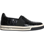 Dolce & Gabbana Black Leather Loafers Slippers Casual Shoes Dolce & Gabbana Antique White