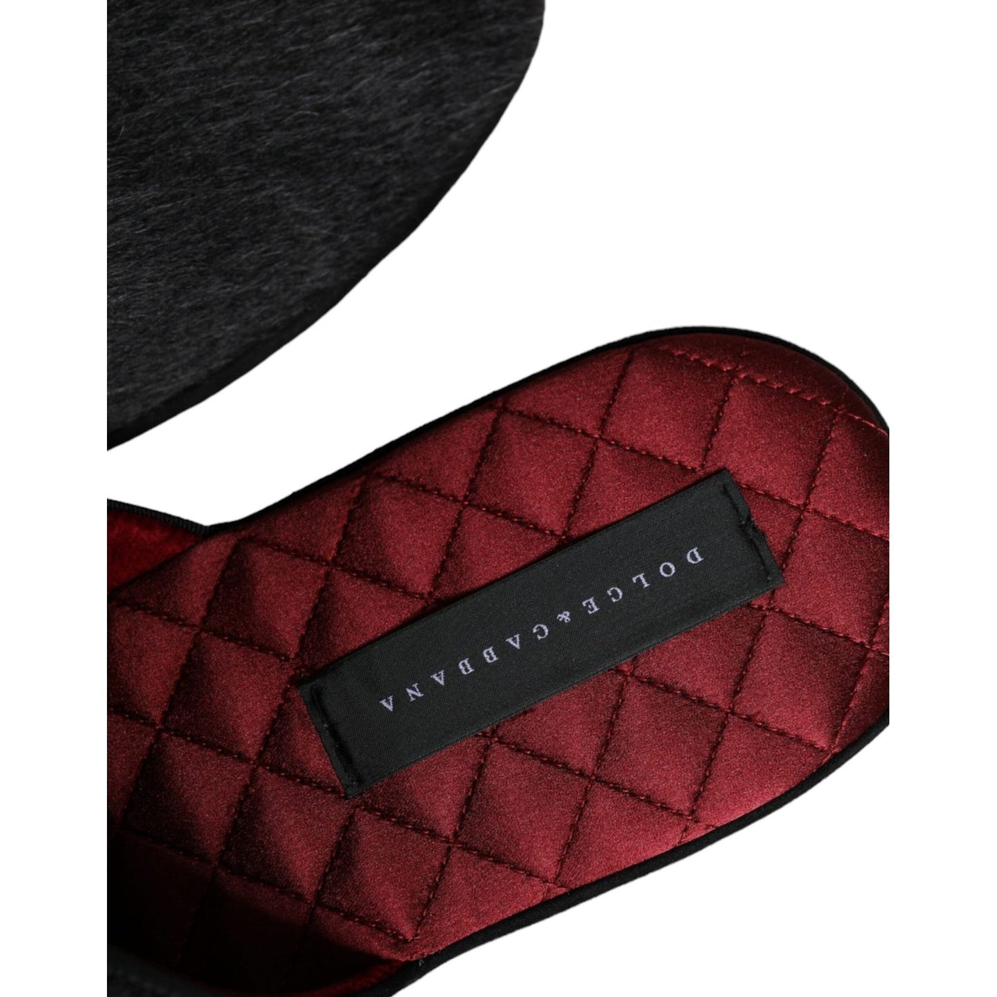 Dolce & Gabbana Black Faux Fur Slides Slippers Slip On Shoes Dolce & Gabbana Black