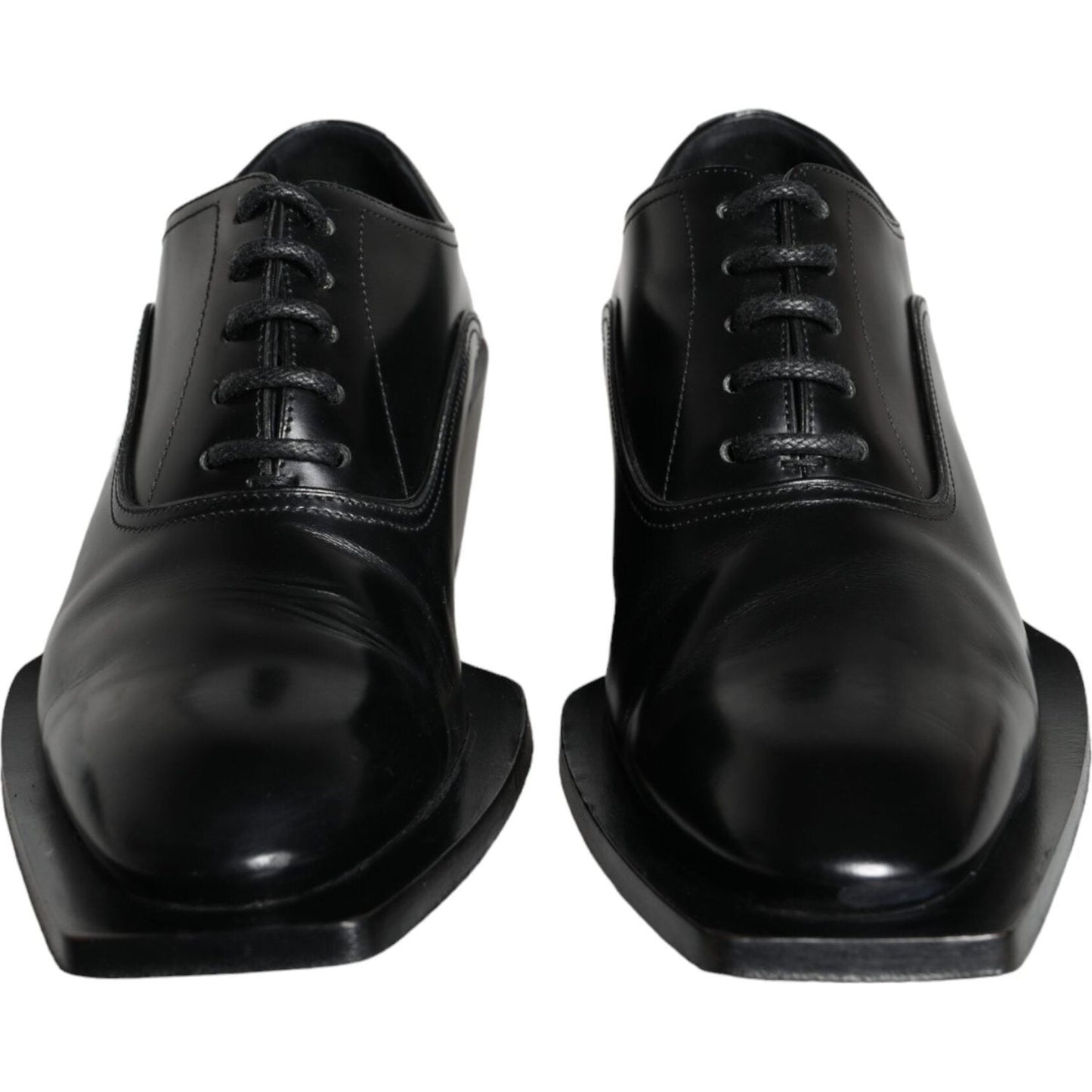 Dolce & Gabbana Black Calfskin Leather Derby Dress Men Shoes Dolce & Gabbana Black