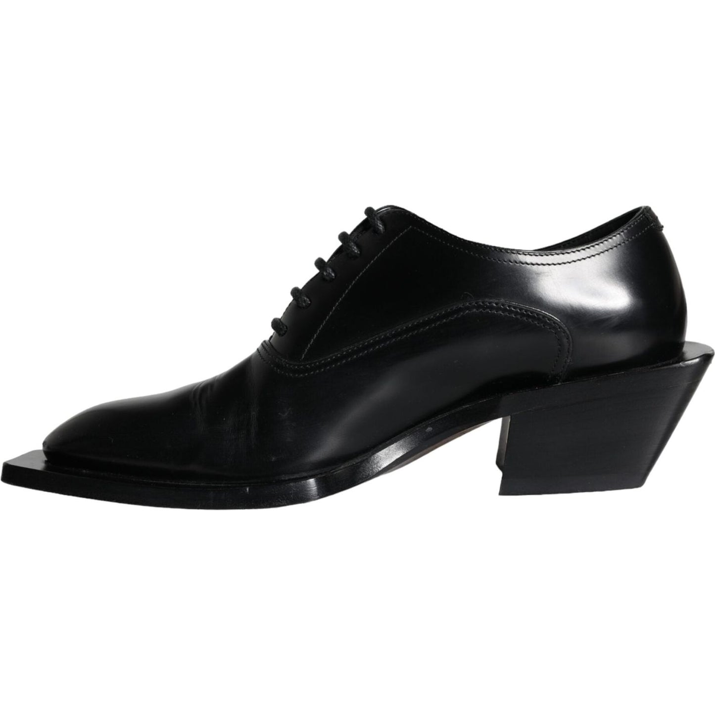 Dolce & Gabbana Black Calfskin Leather Derby Dress Men Shoes Dolce & Gabbana Black
