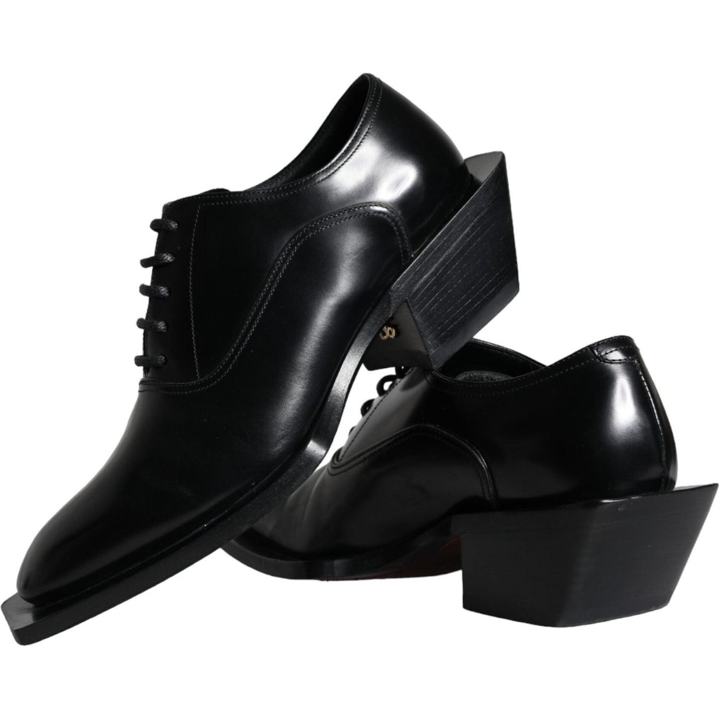 Dolce & Gabbana Black Calfskin Leather Derby Dress Men Shoes Dolce & Gabbana Black