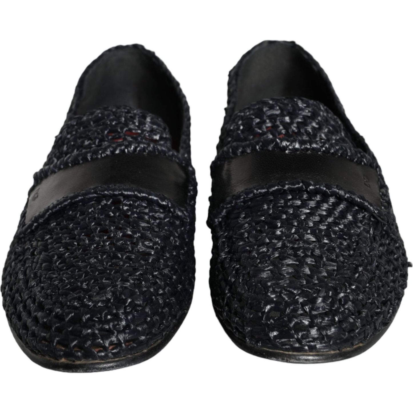 Dolce & Gabbana Black Woven Raffia Slip On Loafers Men Shoes Dolce & Gabbana Black