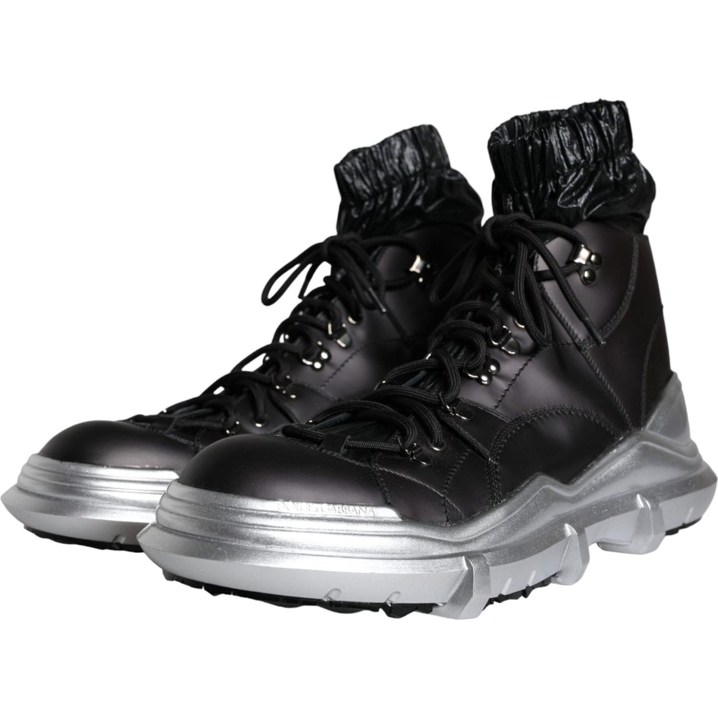 Dolce & Gabbana Black Nylon Galileo High Top Sneakers Shoes Dolce & Gabbana Black