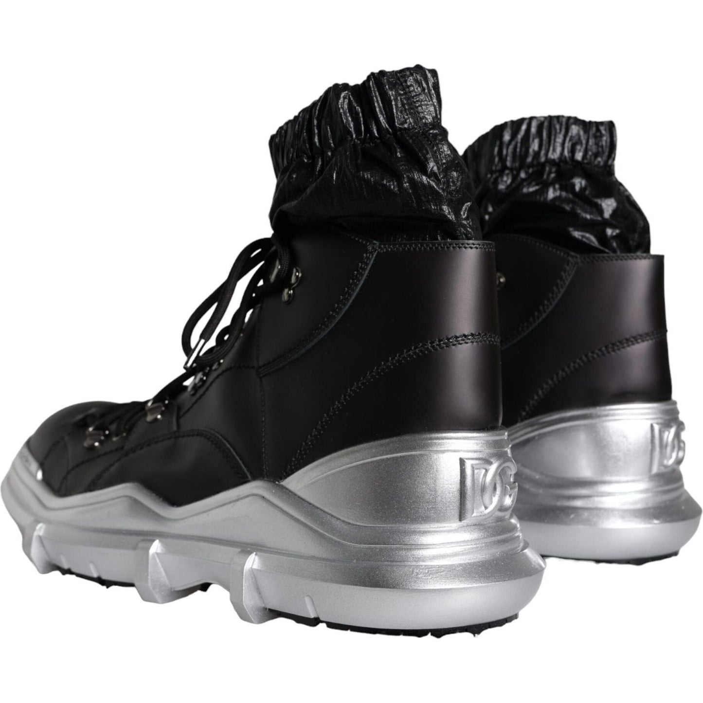 Dolce & Gabbana Black Nylon Galileo High Top Sneakers Shoes Dolce & Gabbana Gray