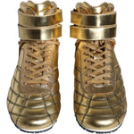 Dolce & Gabbana Gold Leather Sartoria High Top Sneakers Shoes Dolce & Gabbana Dim Gray