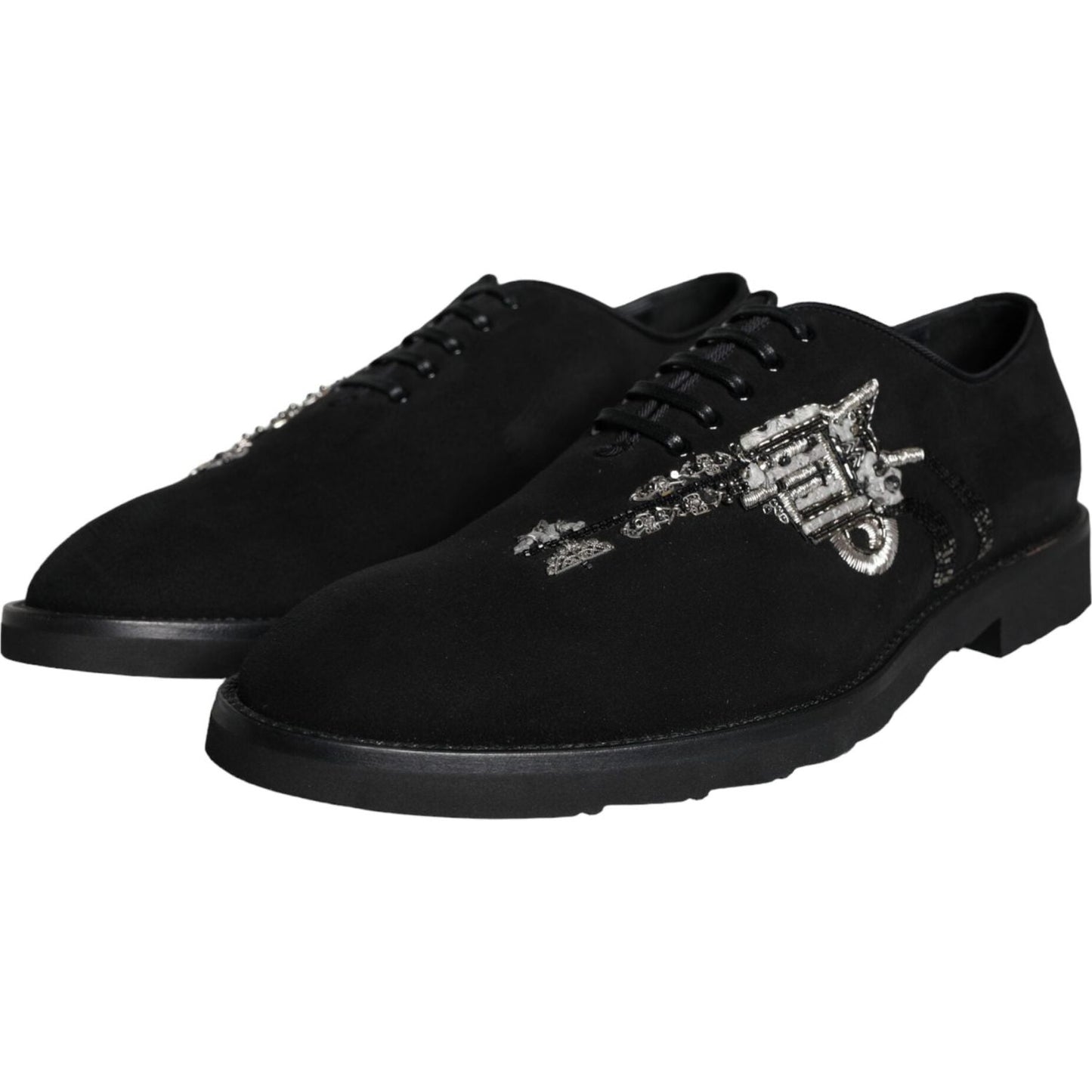 Dolce & Gabbana Black Suede Sicilia Lace Up Formal Shoes Dolce & Gabbana Black