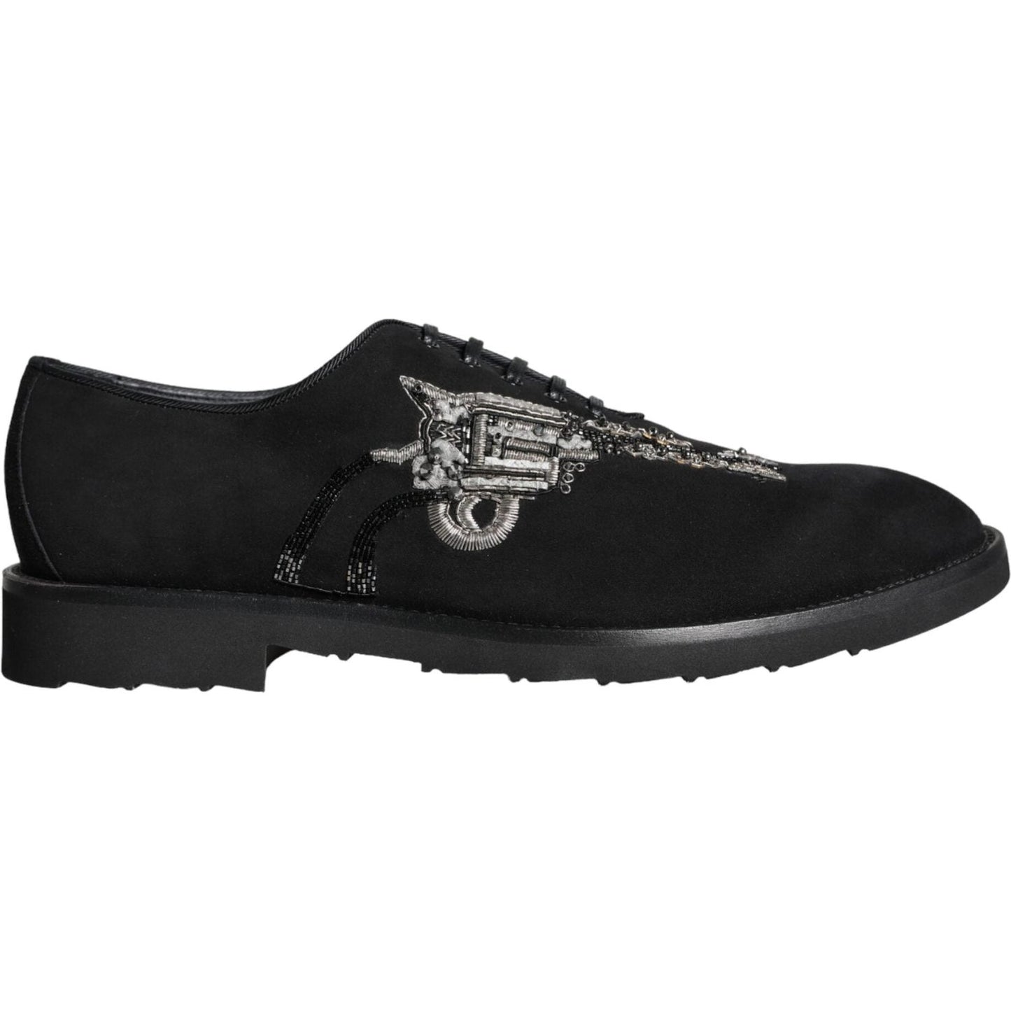 Dolce & Gabbana Black Suede Sicilia Lace Up Formal Shoes Dolce & Gabbana Black