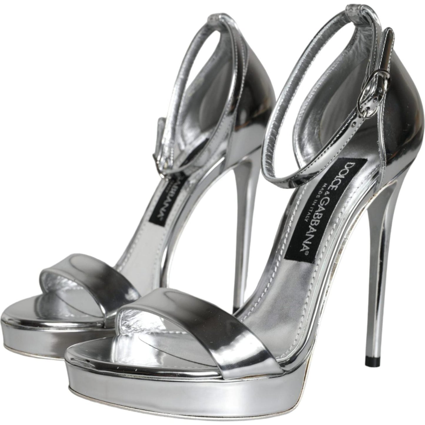 Dolce & Gabbana Silver KEIRA Heels Ankle Strap Sandals Shoes LA11347-38