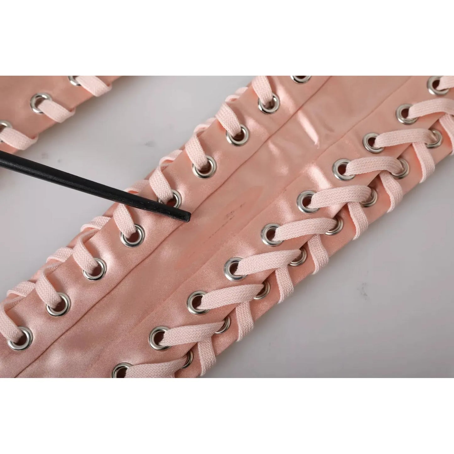 Dolce & Gabbana Pink Acetate Lace Up Fingerless Gloves Dolce & Gabbana Rosy Brown