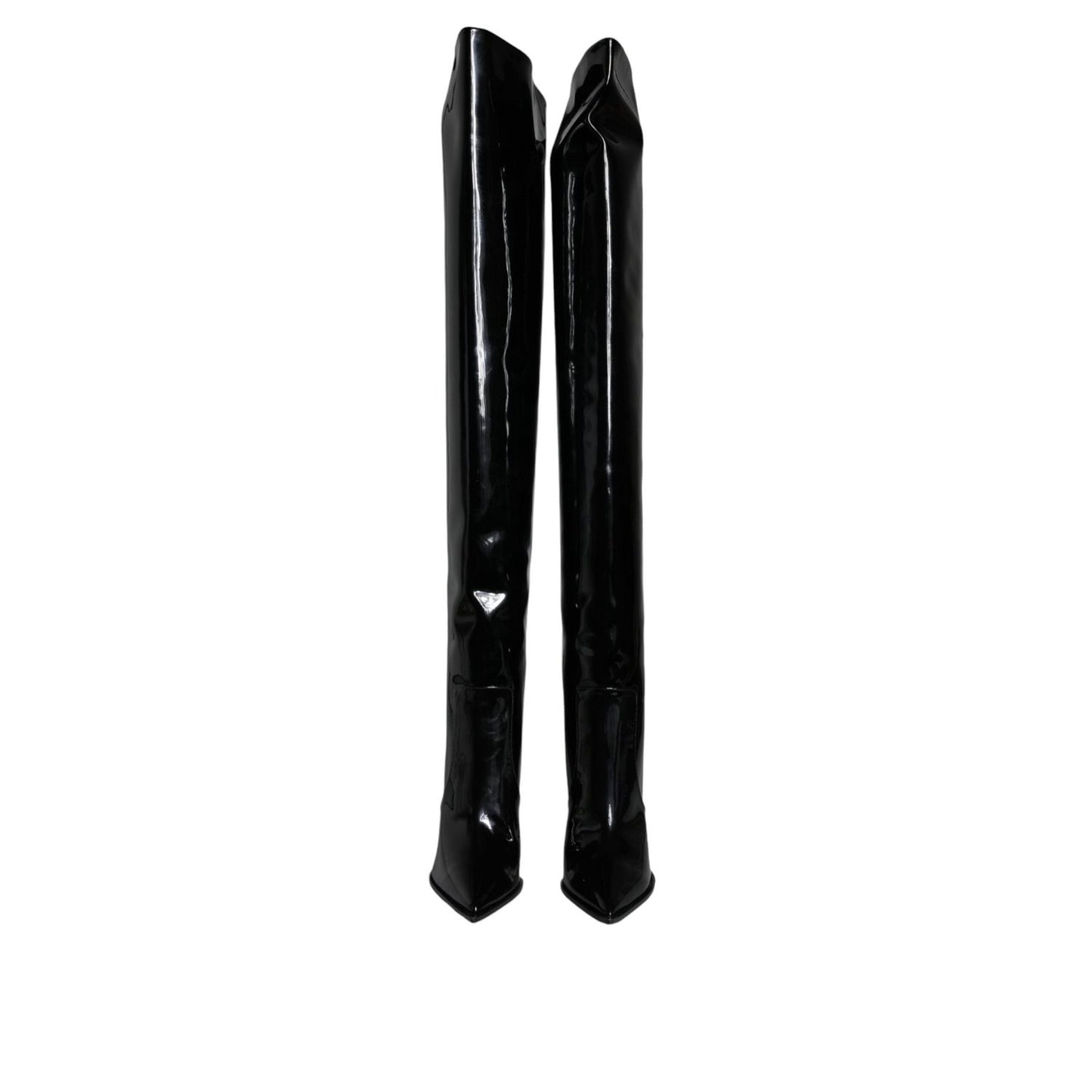 Dolce & Gabbana Black Patent Leather Knee High Boots Shoes LA12927-37