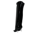 Dolce & Gabbana Black Patent Leather Knee High Boots Shoes LA12927-37
