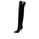 Dolce & Gabbana Black Patent Leather Knee High Boots Shoes LA12927-37