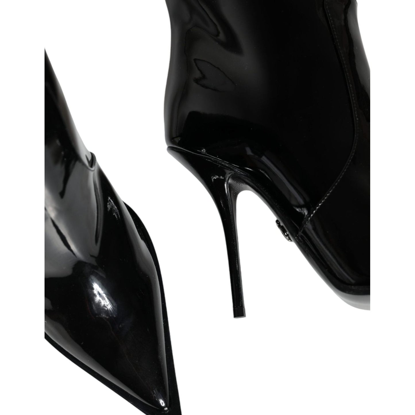 Dolce & Gabbana Black Patent Leather Knee High Boots Shoes LA12927-37