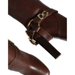 Dolce & Gabbana Dolce & Gabbana Brown Leather Gold Tone Logo High Boots Shoes LA11537-36 1728,67345645728,Boots - Women - Shoes,Brown,Dolce & Gabbana,EU36/US5.5,Material: 100% Calf Leather,New with tags,Shoes,Women,Women - Shoes