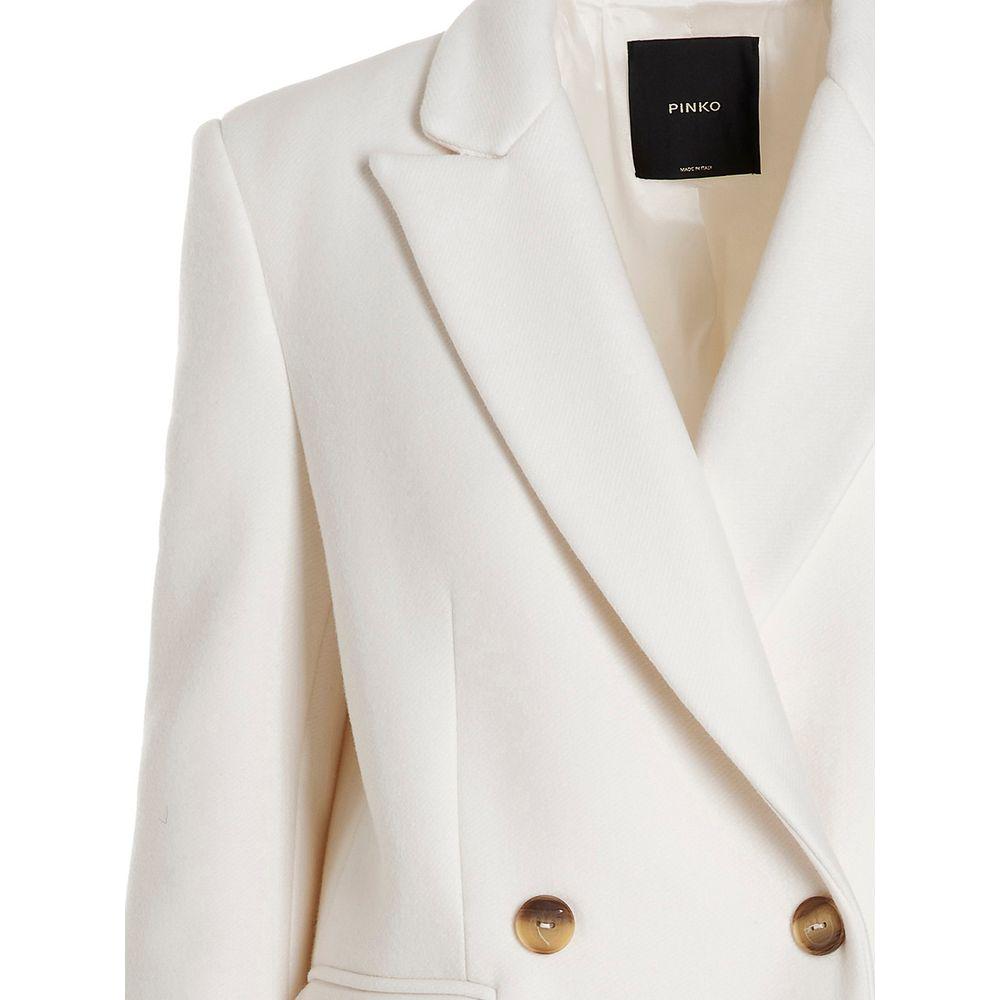 PINKO White Wool Jackets & Coat PINKO Light Gray
