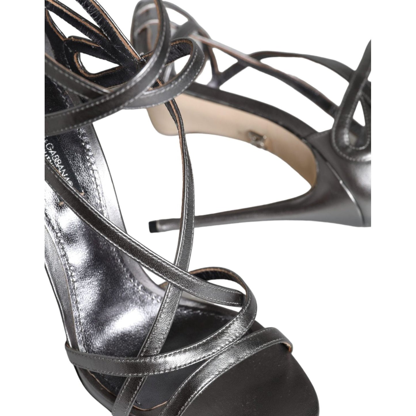 Dolce & Gabbana Dolce & Gabbana Silver Keira Leather Heels Sandals Shoes LA11512-40 1728,67345645728,Dolce & Gabbana,EU40/US9.5,EU41/US10.5,Material: 100% Lamb Leather,New with tags,Sandals - Women - Shoes,Shoes,Silver,Women,Women - Shoes