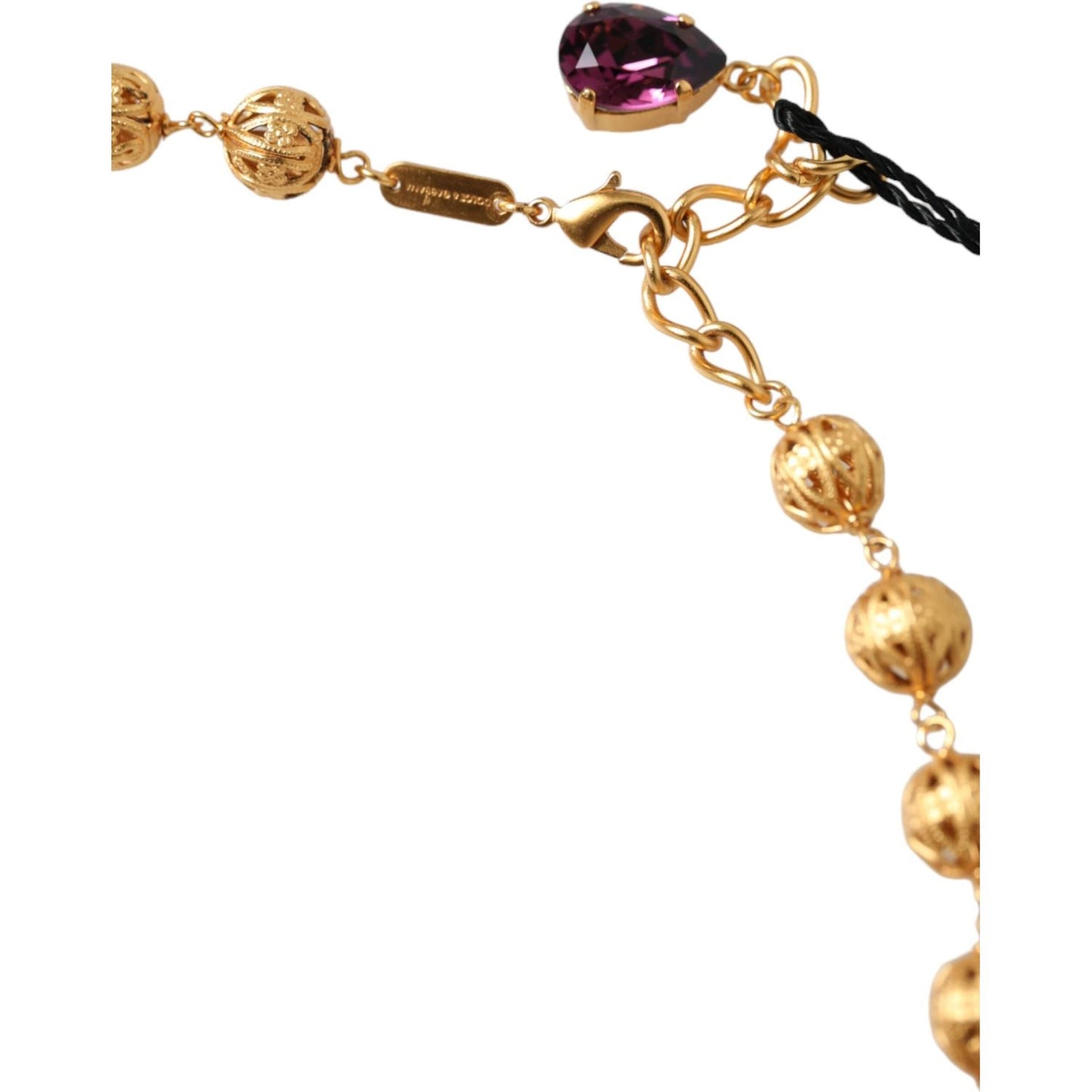 Dolce & Gabbana Gold Brass Mix Fiori Flowers Crystal Chain Necklace Necklace Dolce & Gabbana Dark Khaki