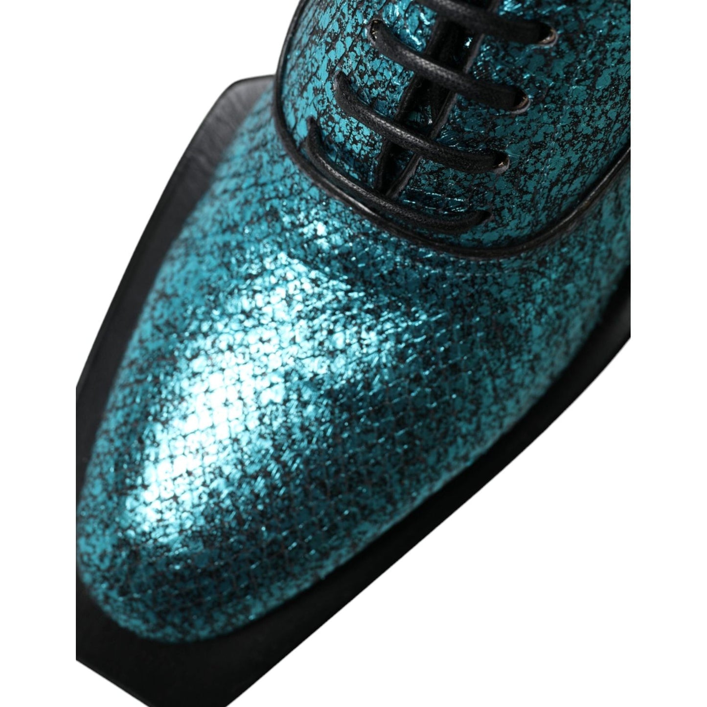 Dolce & Gabbana Blue Leather Derby Block Heels Dress Shoes Dolce & Gabbana Dark Slate Gray