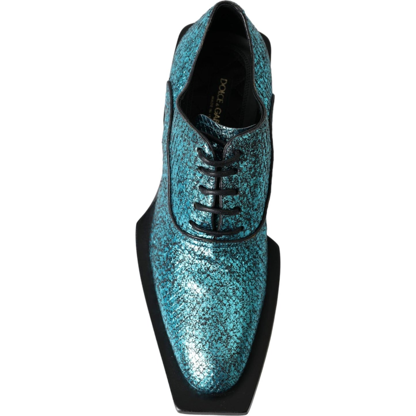 Dolce & Gabbana Blue Leather Derby Block Heels Dress Shoes Dolce & Gabbana Dark Slate Gray