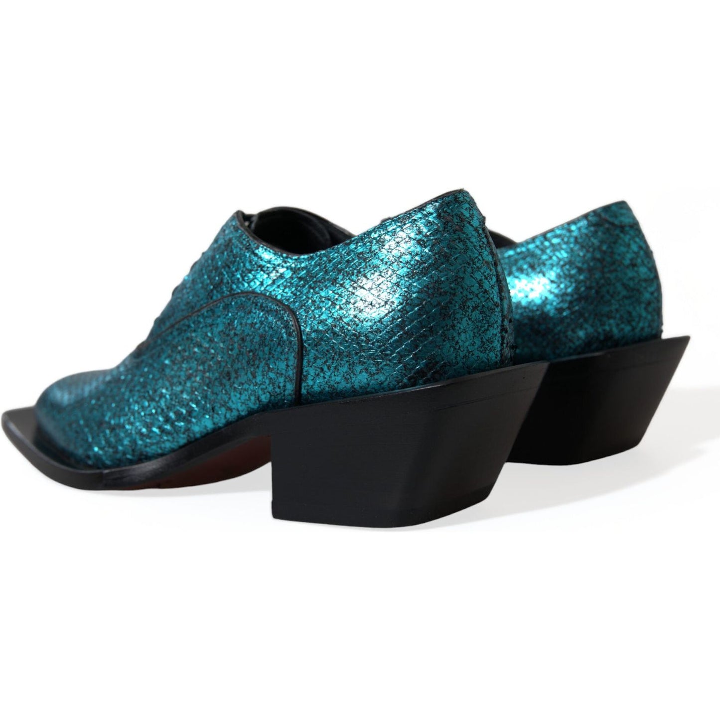 Dolce & Gabbana Blue Leather Derby Block Heels Dress Shoes Dolce & Gabbana Dark Slate Gray