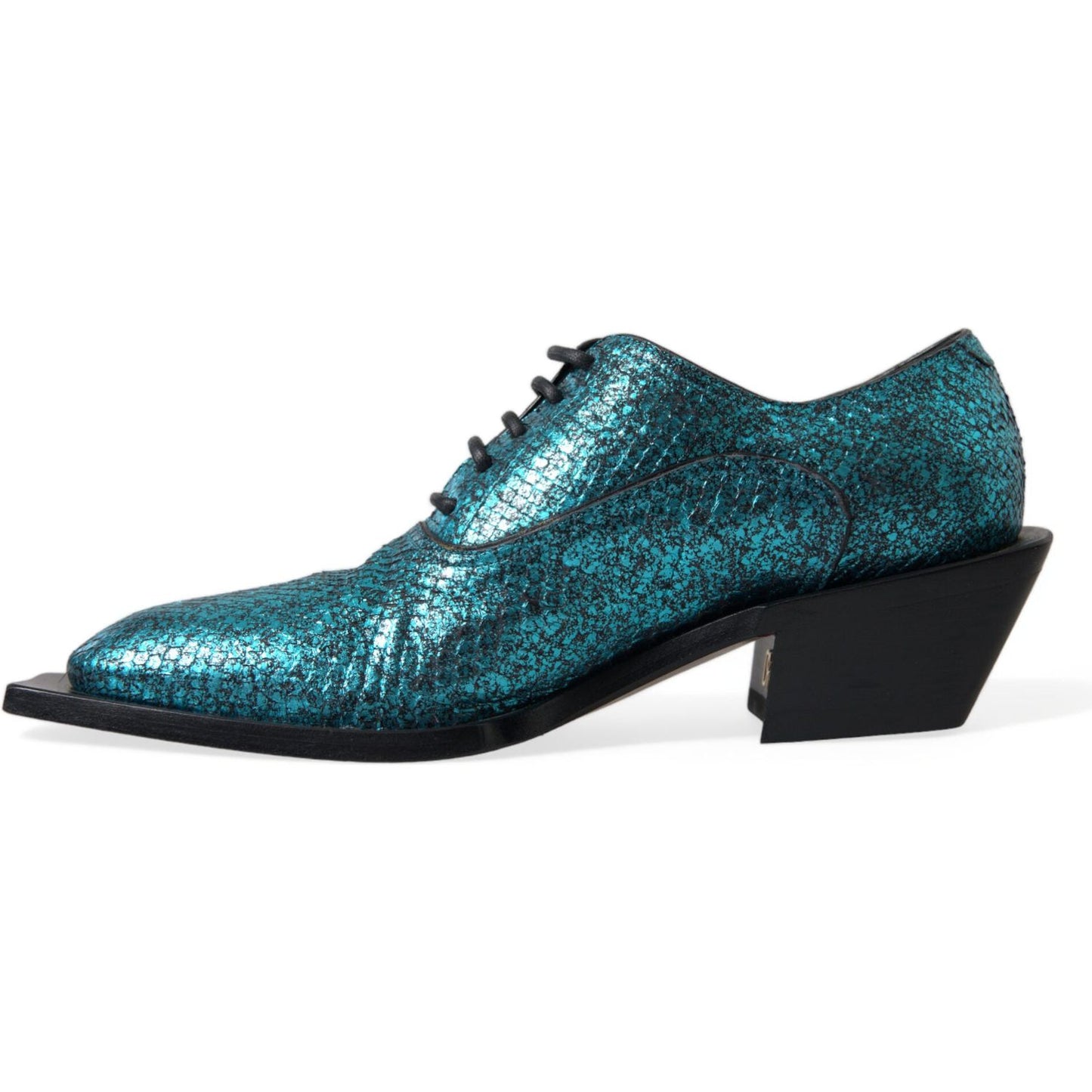 Dolce & Gabbana Blue Leather Derby Block Heels Dress Shoes Dolce & Gabbana Dark Slate Gray