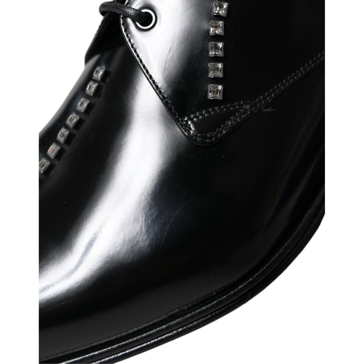 Dolce & Gabbana Black Leather Crystal Dress Formal Shoes Dolce & Gabbana Light Gray