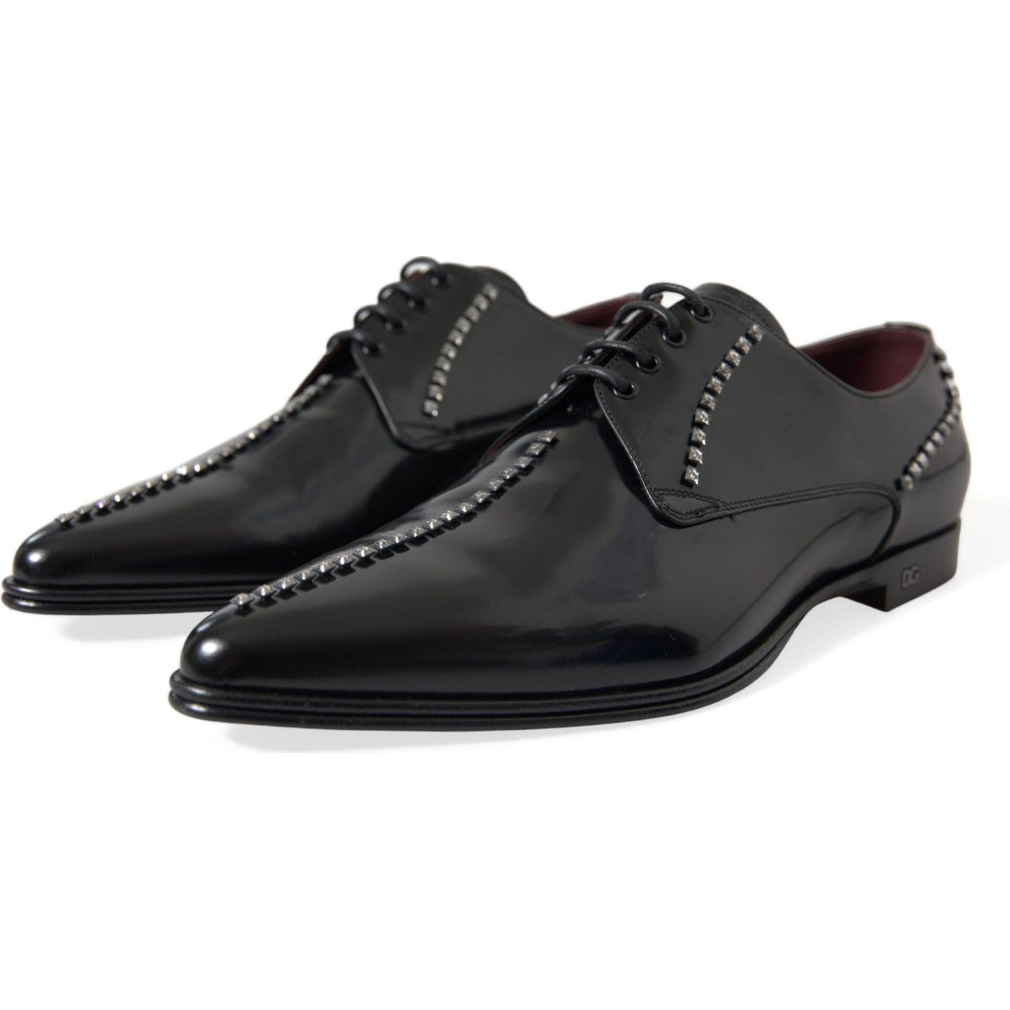 Dolce & Gabbana Black Leather Crystal Dress Formal Shoes Dolce & Gabbana Dark Slate Gray
