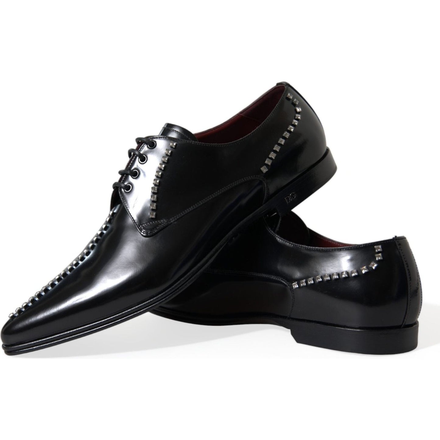 Dolce & Gabbana Black Leather Crystal Dress Formal Shoes Dolce & Gabbana Light Gray