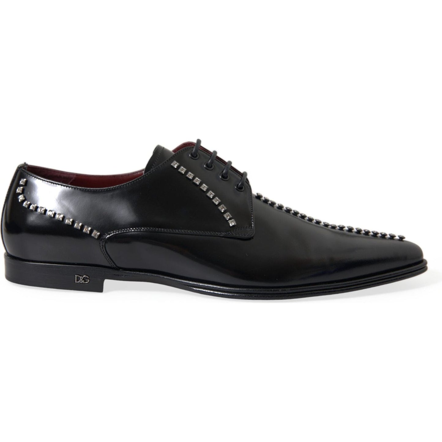 Dolce & Gabbana Black Leather Crystal Dress Formal Shoes Dolce & Gabbana Dark Slate Gray