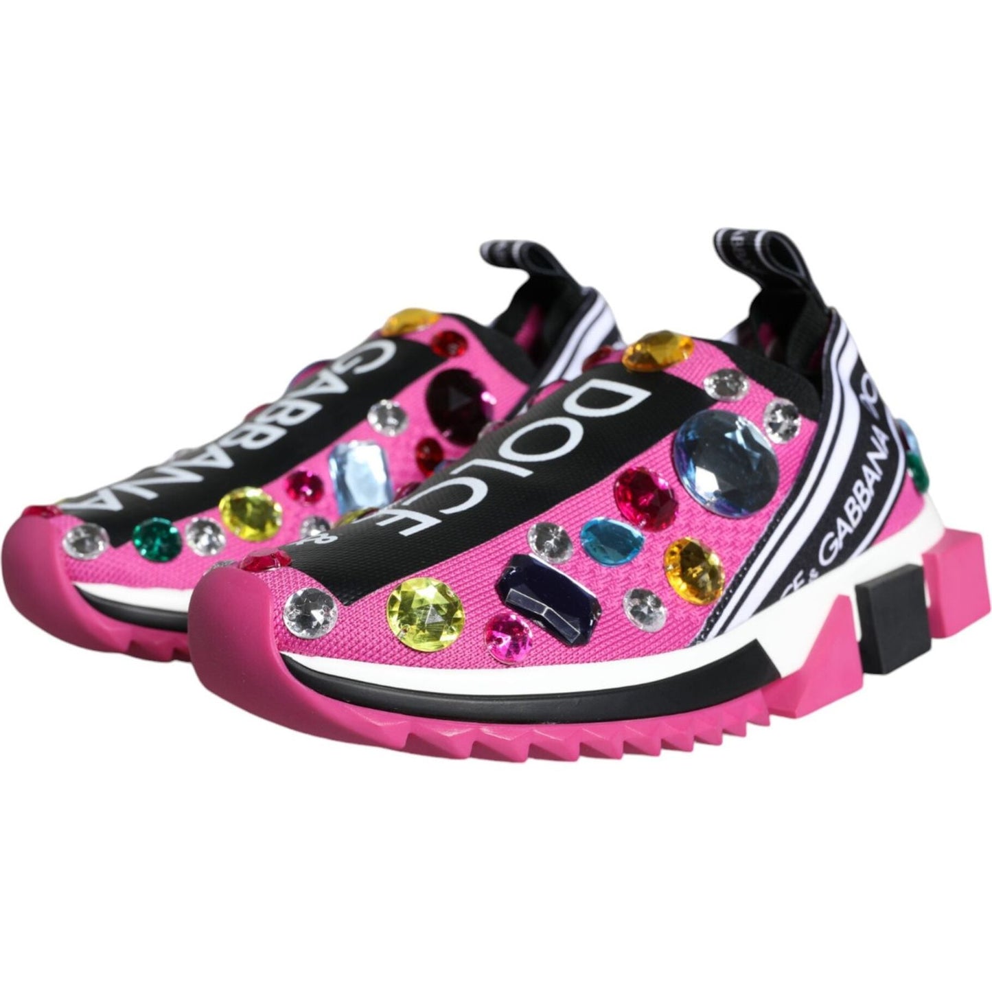 Dolce & Gabbana Pink Sorrento Crystals Low Top Sneakers Shoes Dolce & Gabbana Pale Violet Red