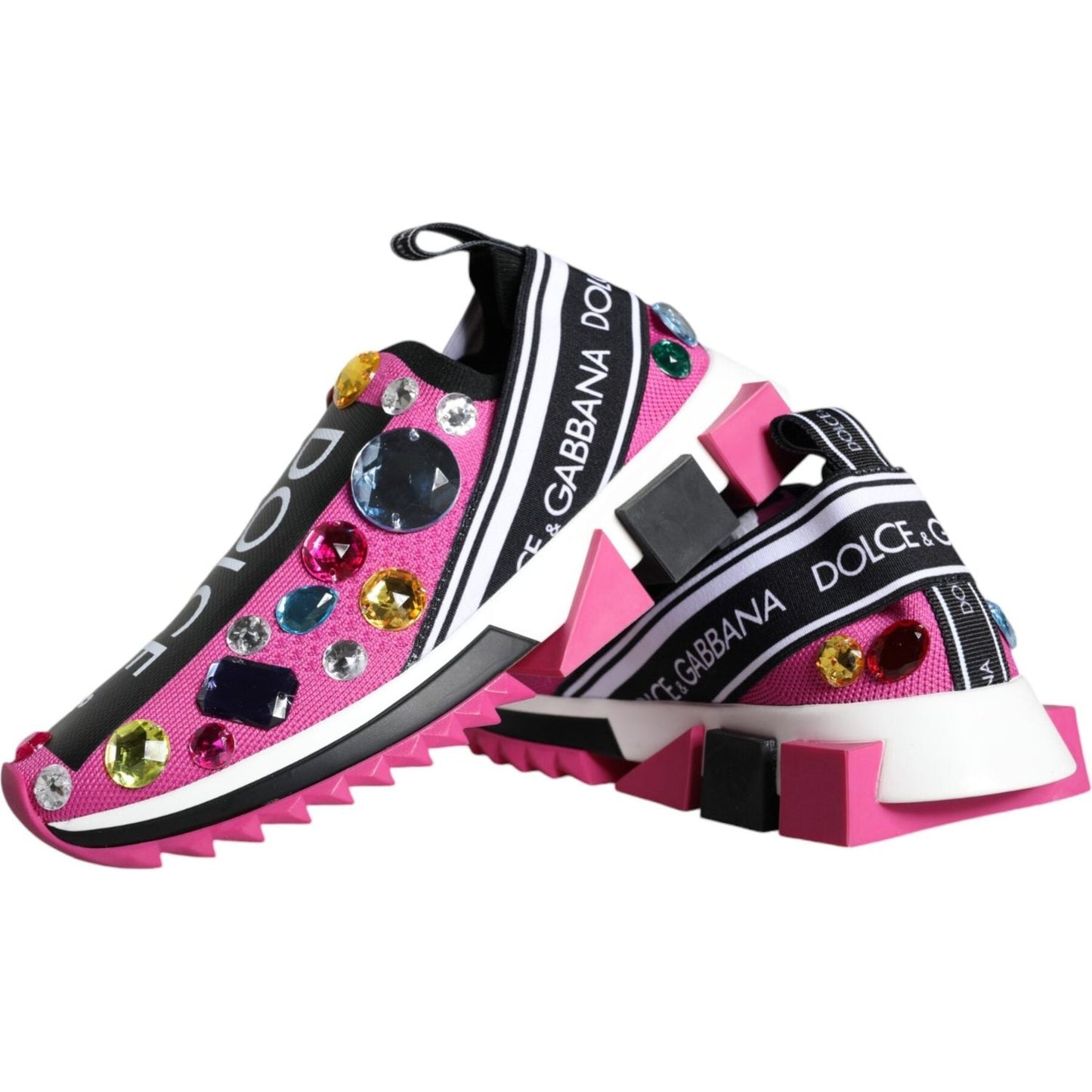 Dolce & Gabbana Pink Sorrento Crystals Low Top Sneakers Shoes Dolce & Gabbana Pale Violet Red