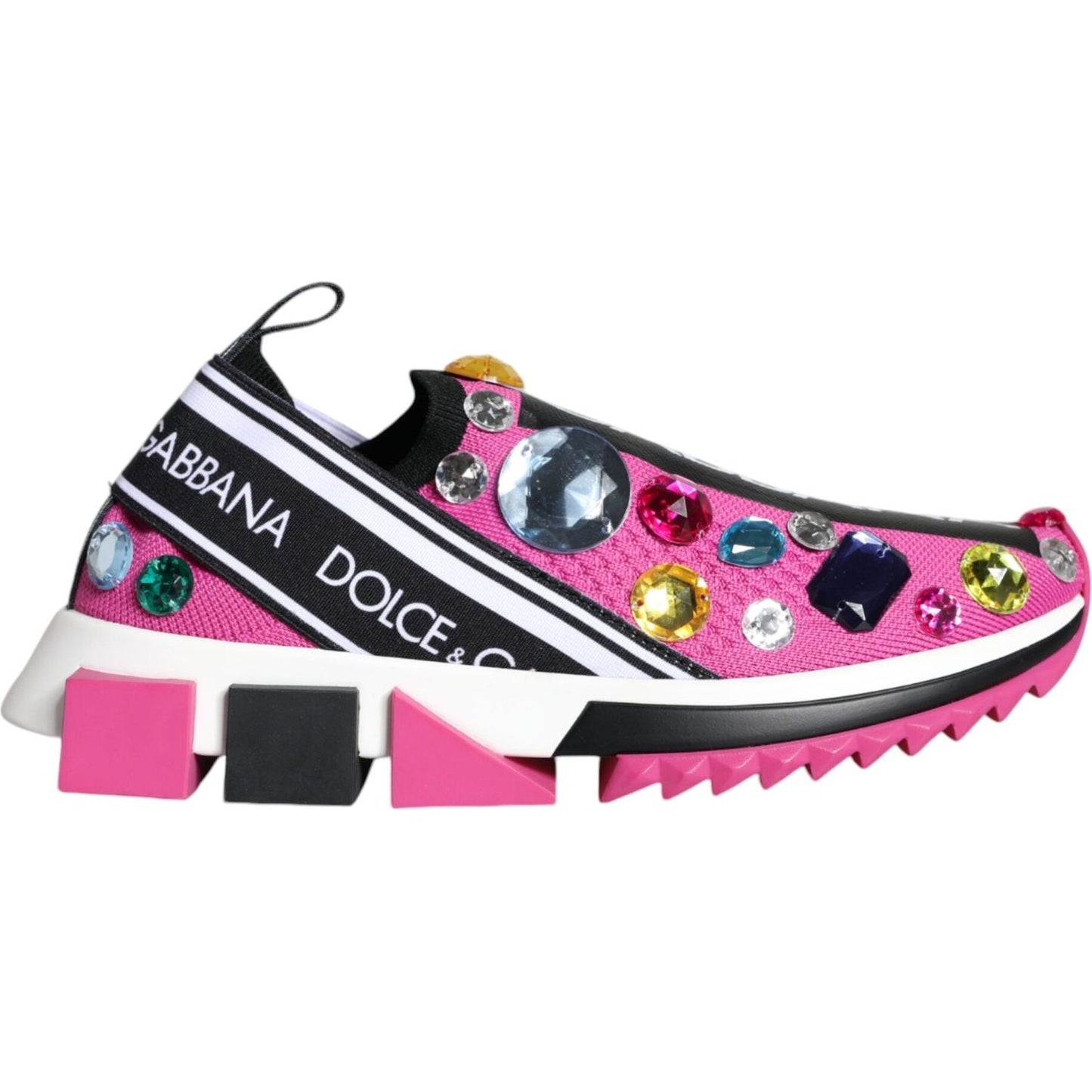 Dolce & Gabbana Pink Sorrento Crystals Low Top Sneakers Shoes Dolce & Gabbana Dark Slate Gray
