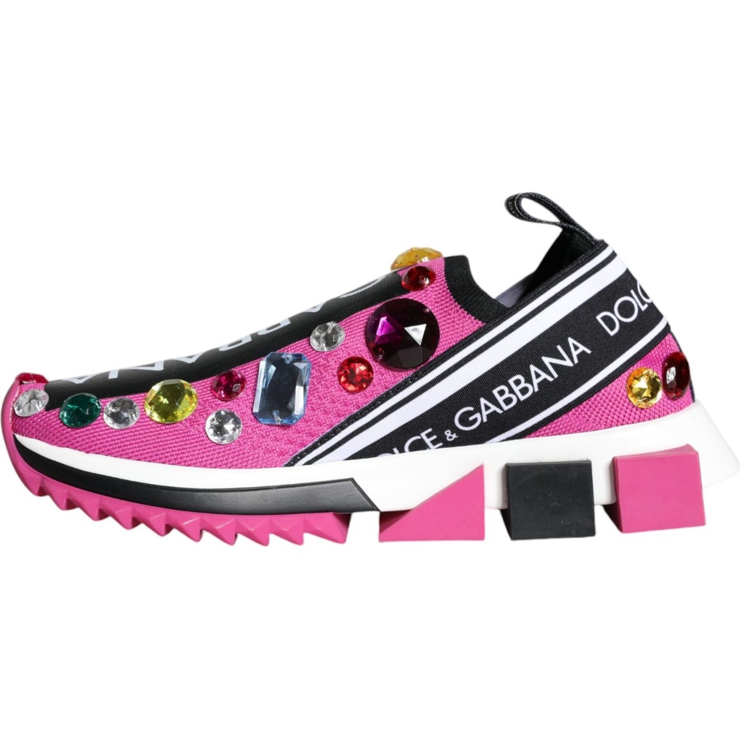 Dolce & Gabbana Pink Sorrento Crystals Low Top Sneakers Shoes Dolce & Gabbana Dark Slate Gray
