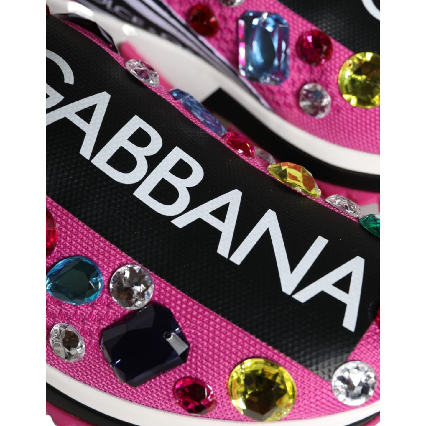 Dolce & Gabbana Pink Sorrento Crystals Low Top Sneakers Shoes Dolce & Gabbana Dark Slate Gray