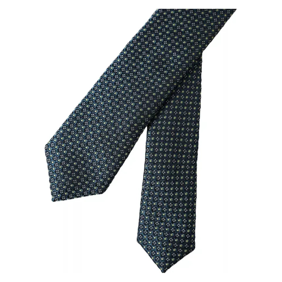 Dolce & Gabbana Green Patterned 100% Silk Adjustable Men Tie Dolce & Gabbana Dark Slate Gray