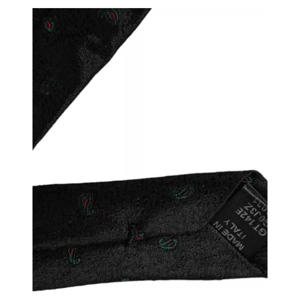 Dolce & Gabbana Black Fantasy 100% Silk Adjustable Men Tie Dolce & Gabbana Black