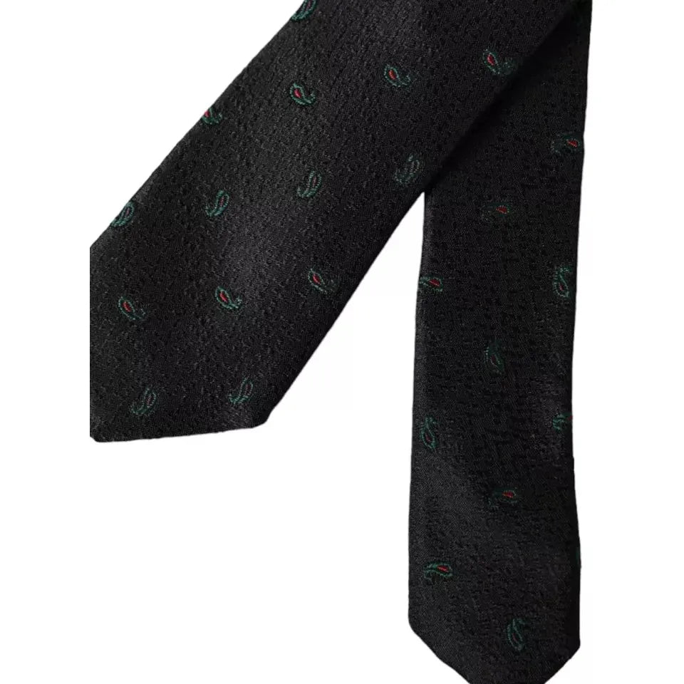 Dolce & Gabbana Black Fantasy 100% Silk Adjustable Men Tie Dolce & Gabbana Black
