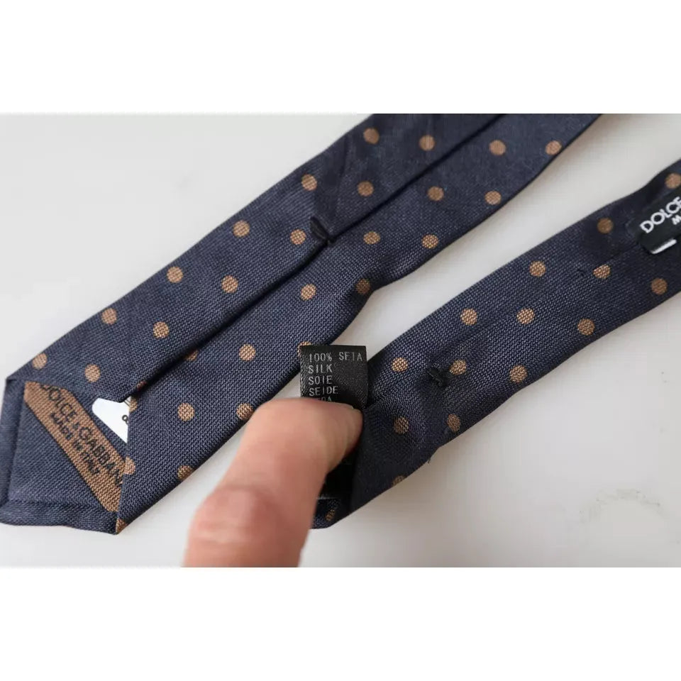 Dolce & Gabbana Black Dotted Fantasy Silk Adjustable Men Tie Dolce & Gabbana Dark Slate Gray