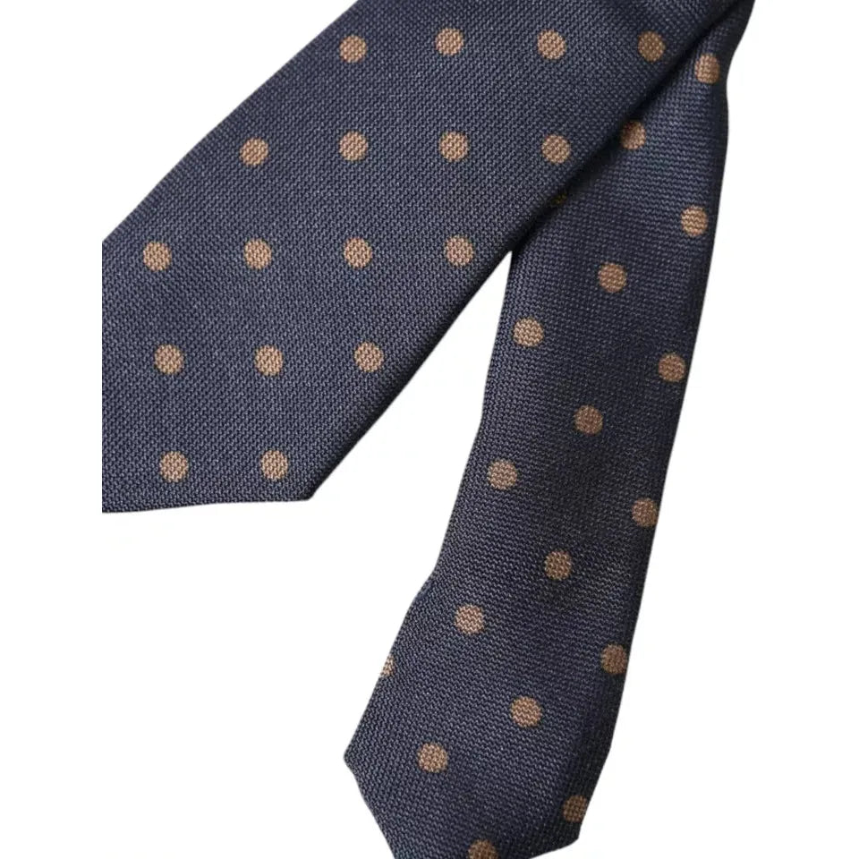 Dolce & Gabbana Black Dotted Fantasy Silk Adjustable Men Tie Dolce & Gabbana Dark Slate Gray