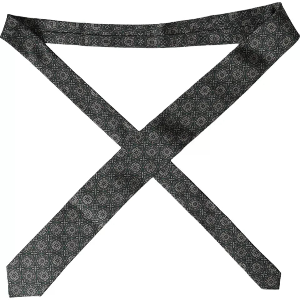Dolce & Gabbana Green Patterned 100% Silk Adjustable Men Tie Dolce & Gabbana Dark Slate Gray