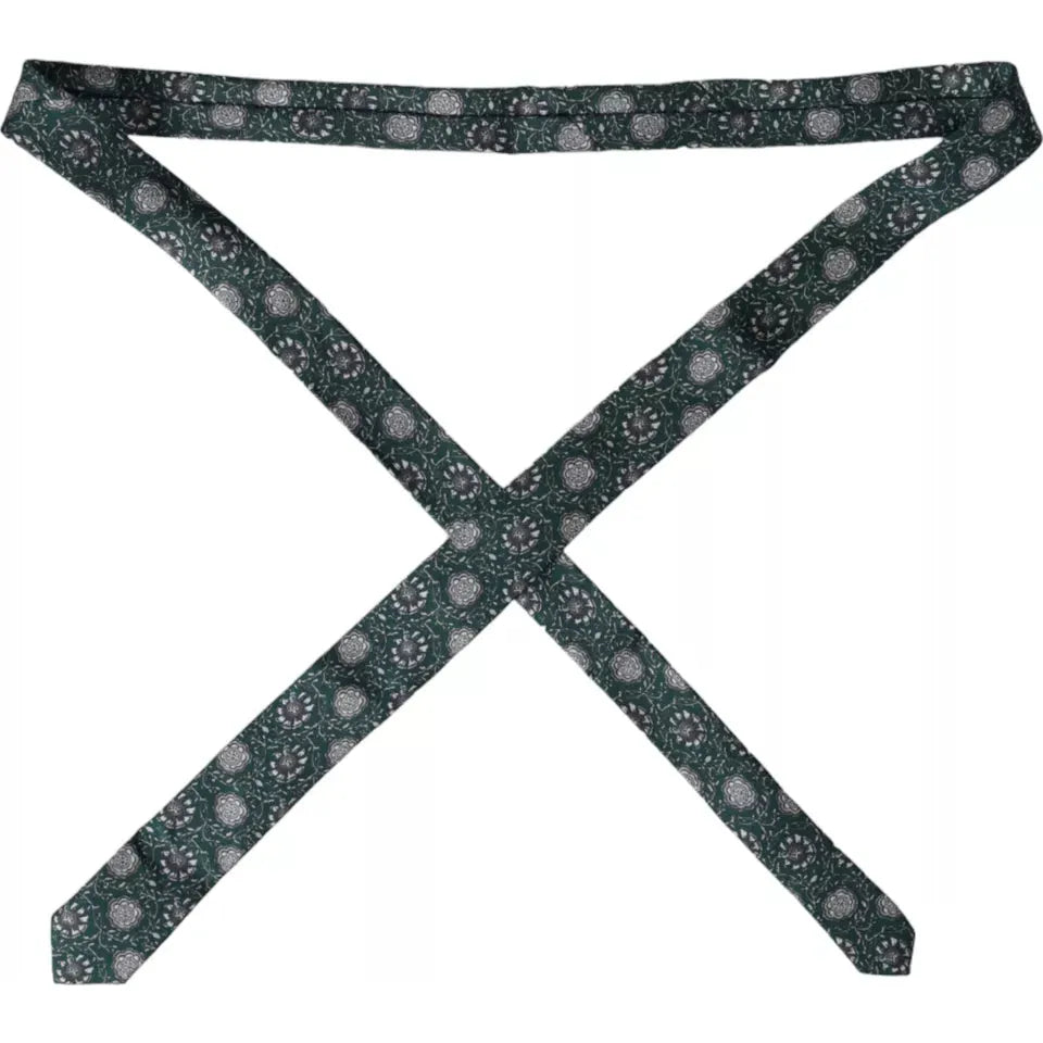 Dolce & Gabbana Green Floral Print Silk Adjustable Men Tie Dolce & Gabbana Dark Slate Gray