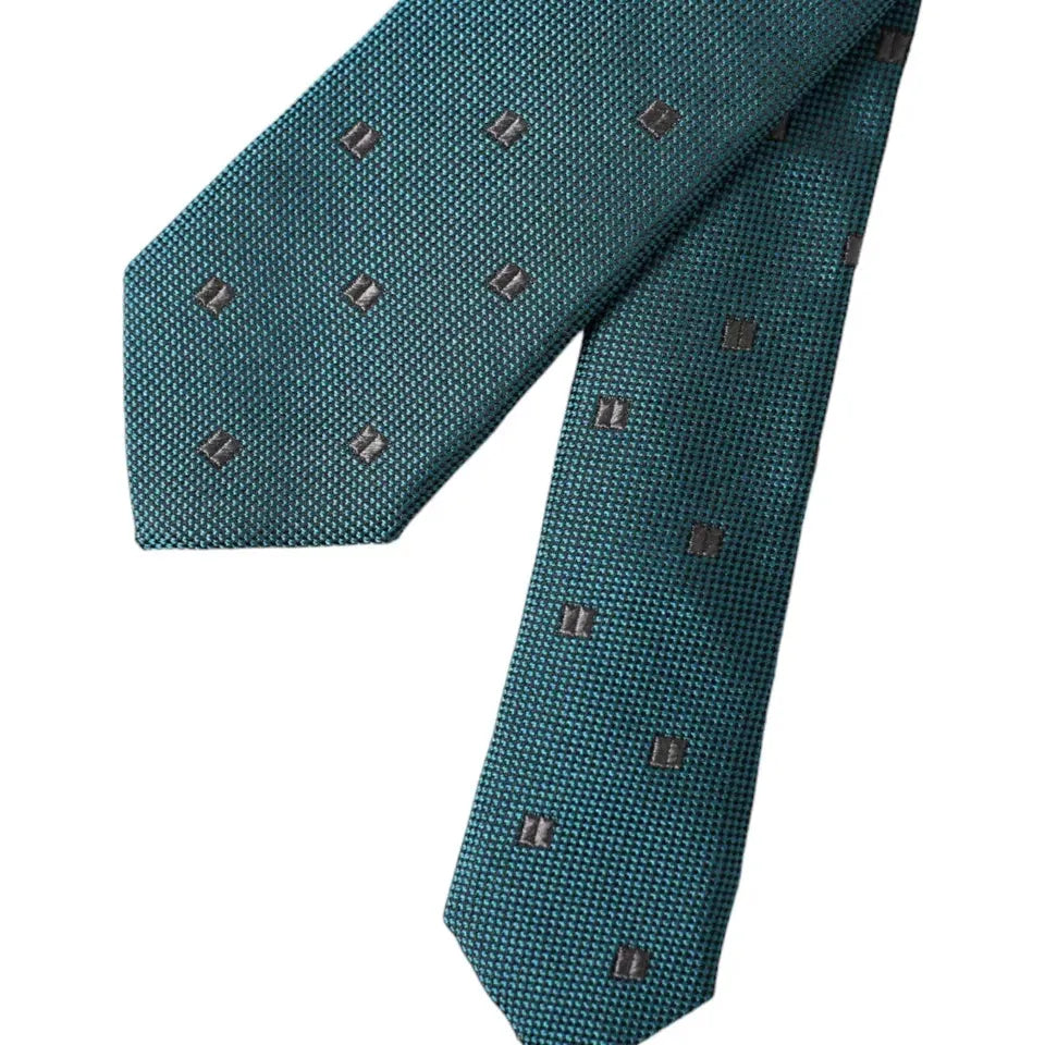 Dolce & Gabbana Green Patterned Silk Adjustable Men Tie Dolce & Gabbana Dark Slate Gray