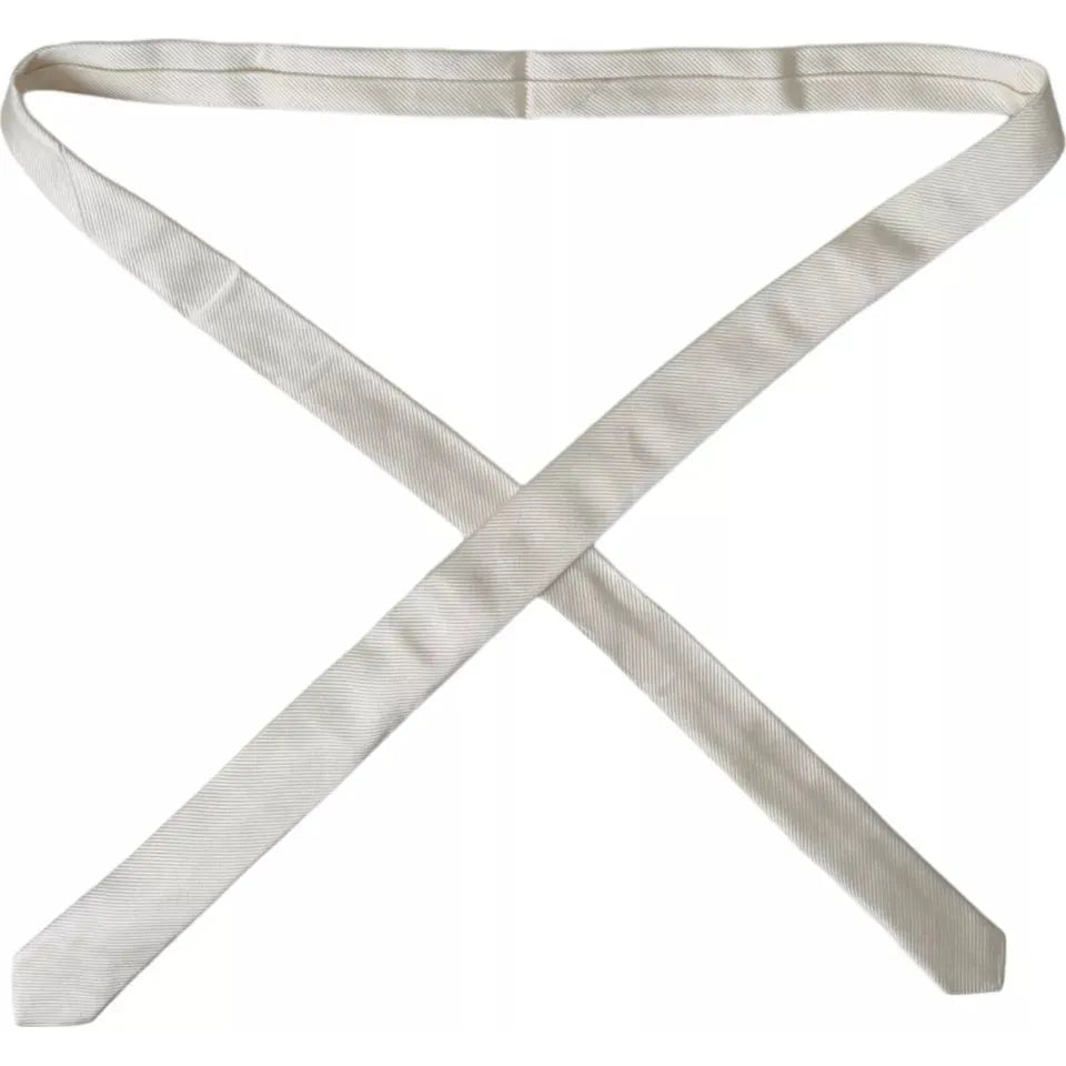Dolce & Gabbana White Solid 100% Silk Adjustable Tie Dolce & Gabbana Gray