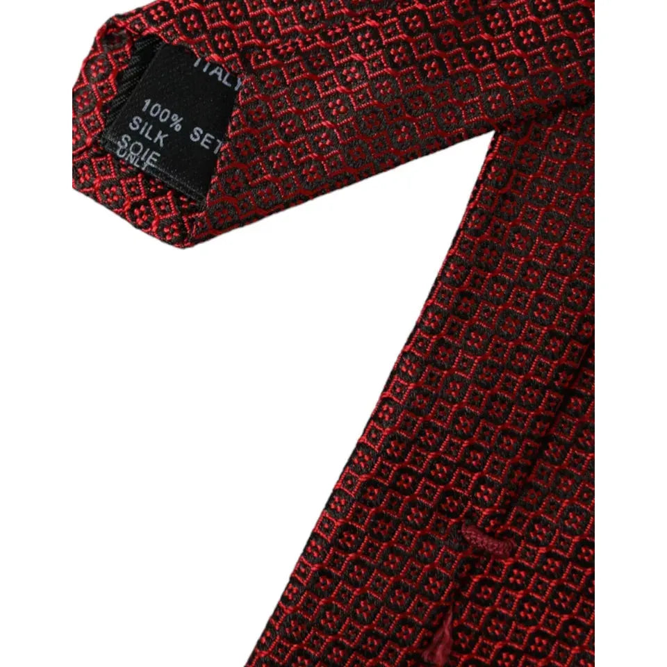 Dolce & Gabbana Red Patterned 100% Silk Adjustable Men Tie Dolce & Gabbana Black