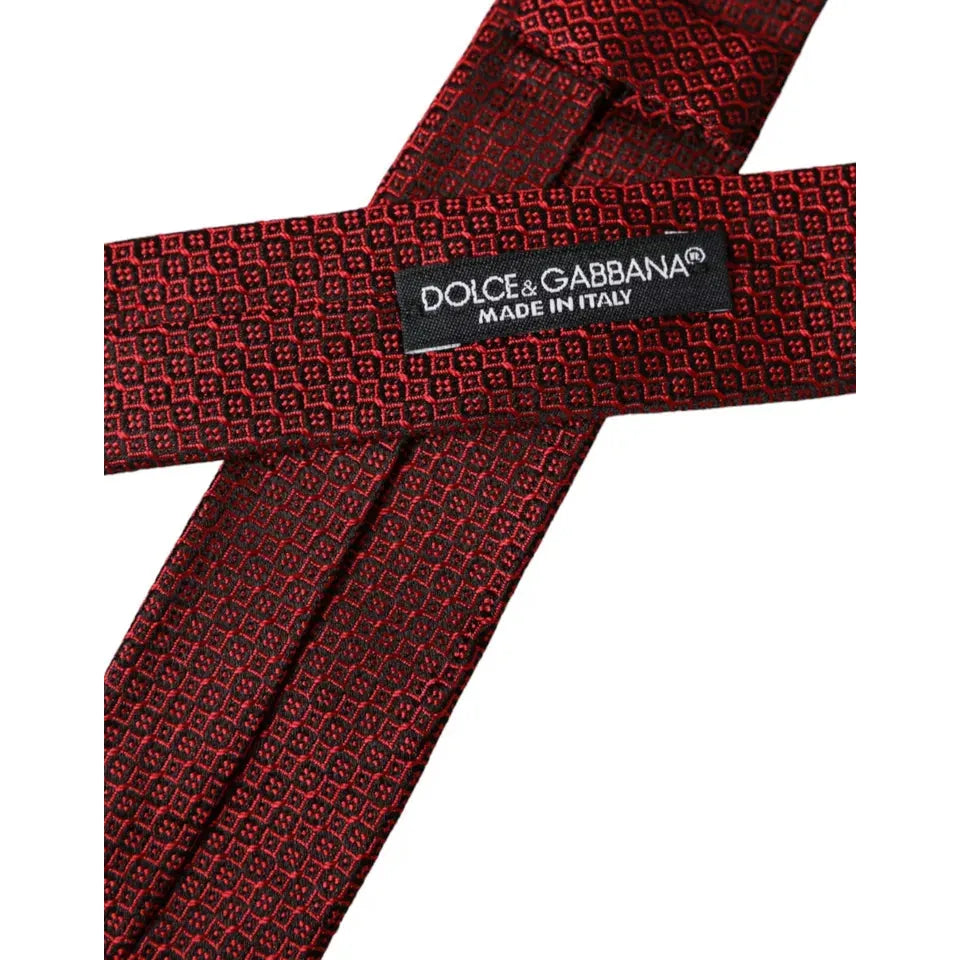 Dolce & Gabbana Red Patterned 100% Silk Adjustable Men Tie Dolce & Gabbana Black