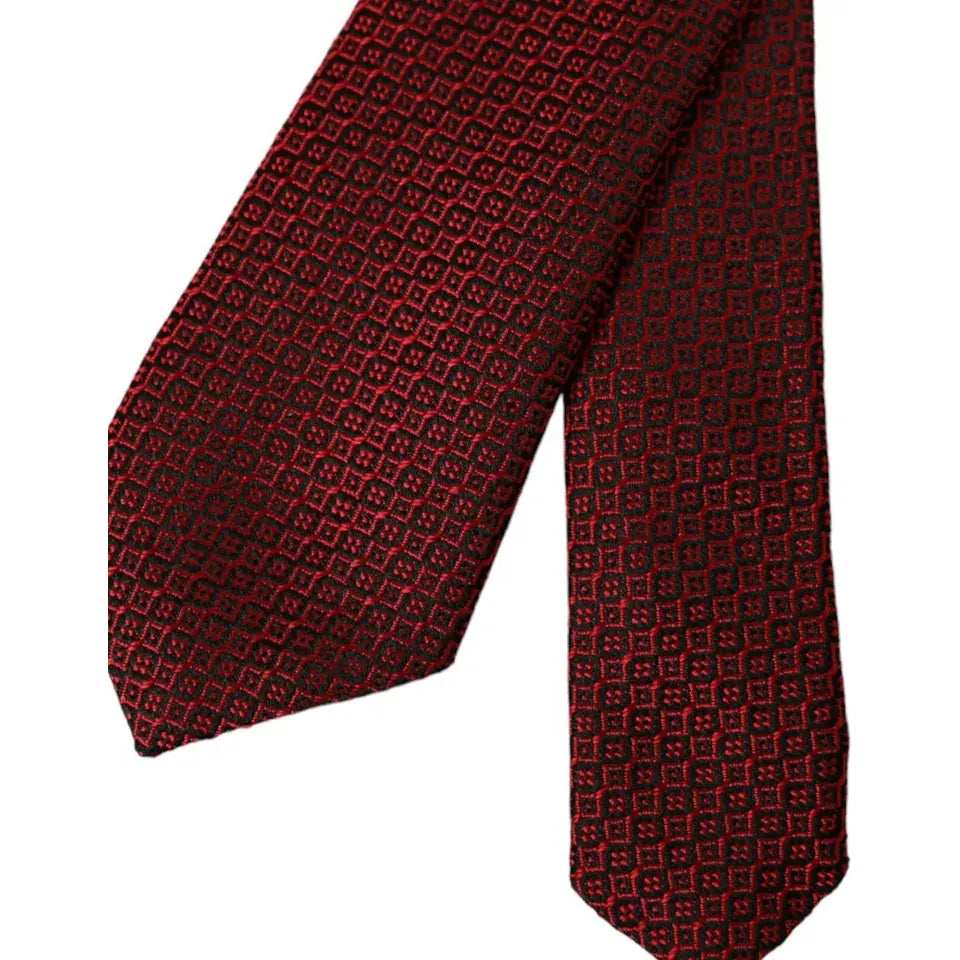 Dolce & Gabbana Red Patterned 100% Silk Adjustable Men Tie Dolce & Gabbana Black